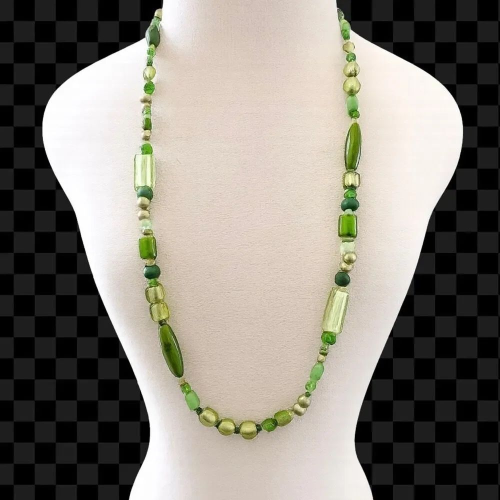 Barse Sterling Silver Green Stone & Glass Beaded Necklace